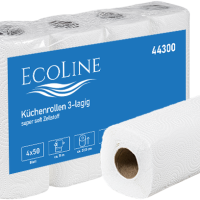 KR1 Ecoline Küchenrollen 3-lagig, 4x50 Blatt, super soft Zellstoff, ca. 22,5 cm, Artikel 44300