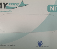 NitrilblauXLPackung Blaue Packung Semy Care Nitril-Einweghandschuhe XL, puderfrei, 100 Stück, für Gastronomie und Hygiene.