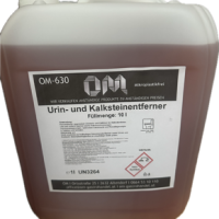 OM-630 Urin- und Kalksteinentferner, 10-Liter-Kanister, mikroplastikfrei, für Gastronomie und Hotelbedarf.